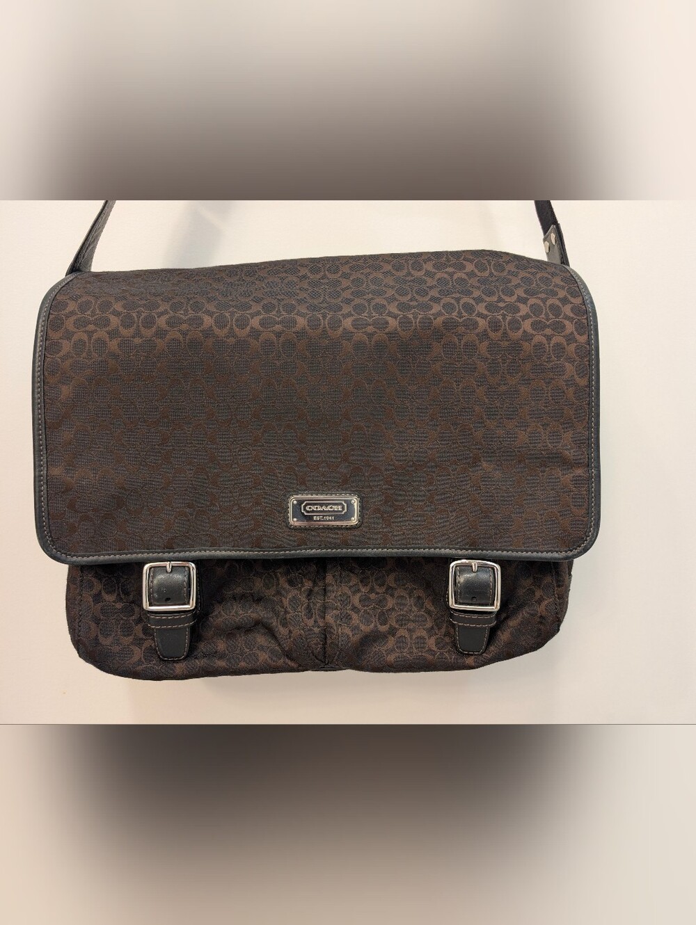 Coach Signature Messenger Bag Dark Brown Laptop Bag